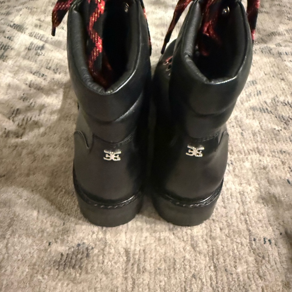 Sam Edelman Black Combat Boots with Red Laces - Picture 16 of 16